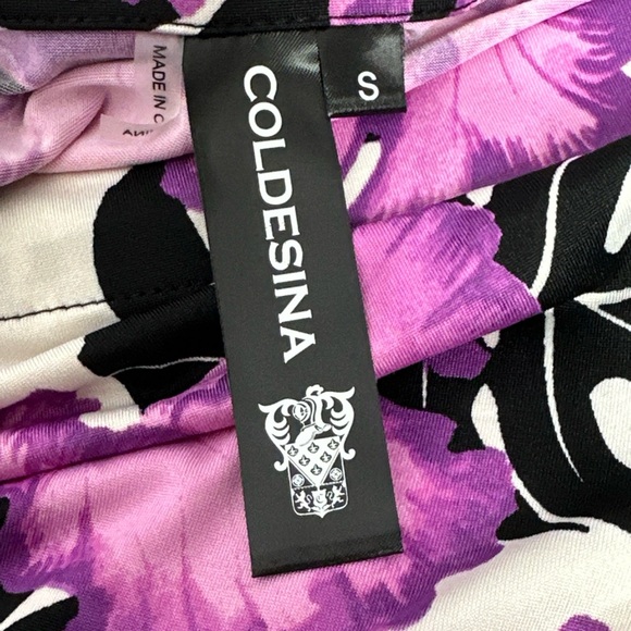 Floral Print Women's Bat Sleeve Elastic Waist Purple and Black Blouse - Picture 6 of 6